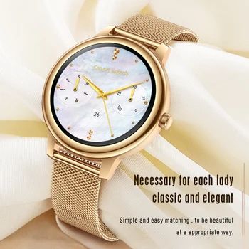 Rogbid RS01 Slim Moda Senhoras Smart Watch Full Touch Tela Ronda Esporte Smartwatch Mulher Monitor de frequência Cardíaca Para Android IOS
