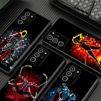 Super-Herói da Marvel para Samsung Galaxy S20 S21 FE Ultra Lite S10 5G S10E S9 S8 Plus Preto Macio, a caixa do Telefone