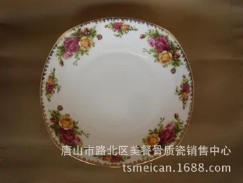 Tangshan, Cerâmica de louça conjunto de mão, tapinhas de ouro de 8 polegadas porcelana prato prato fundo criativa de porcelana, placa de jantar, placa