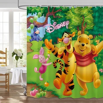 Tigrão Winnie the Pooh Cortina de Chuveiro com Ganchos de desenhos animados em 3D Impressão de Lavagem de Chuveiro do Banho à prova d'água Decoração 180x200cm Menino Presentes Crianças