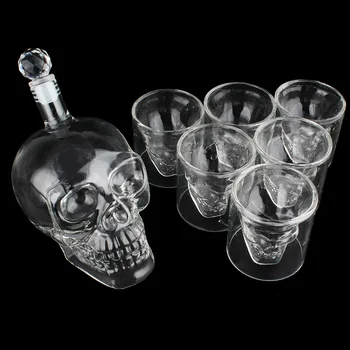 Tiro Copo de Vidro Definir o Crânio de Cristal de Cabeça Copo de Vinho Garrafa de Uísque Vodka Chá Crânio Beber Decanter Caneca Homem Presente Kit para a Casa da Barra