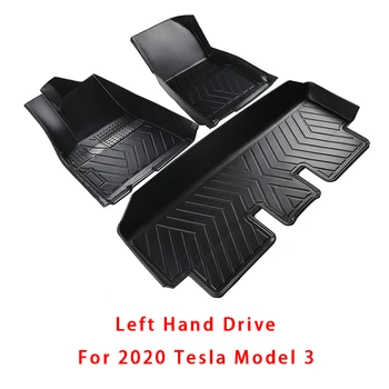 Totalmente Cercada Especial Almofada do Pé Para 2020 Tesla Model 3 Carro Impermeável, antiderrapante, Tapete TPE Carro Modificado 3Pcs/Set Preto