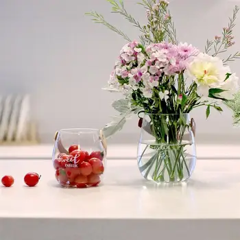 Transparente Vaso de Flor Vidro de Borosilicato Hidropônico Vaso de Mesa, Enfeites de Flores Recipiente de Plantas Titular com Alça