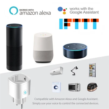 Tuya Smart Plug da Tomada Funciona o wi-Fi Smart com Alexa Inicial do Google com Controle Remoto Elétrico Sem Hub Necessário Eletrodomésticos