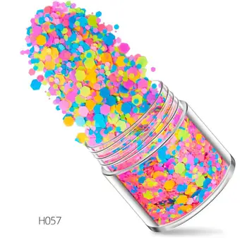 Uma Garrafa de Brilho de Cores de Unhas de Glitter Dicas de Unhas de Paetês com Pó de Manicure Beleza Decorações de Unhas de Crianças de lantejoulas conjunto