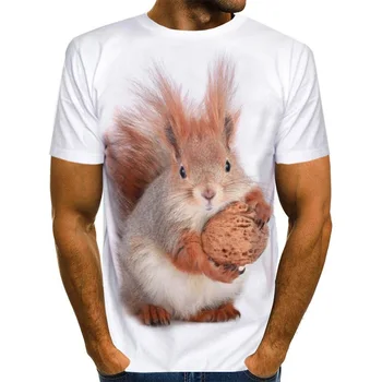 Venda quente esquilo impressão 3D T-shirt dos homens de mulheres animal print bonito padrão T-shirt animal de estimação