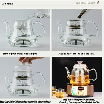 Vidro transparente Bule de Abrir Fogo Aquecimento de Chá de Vapor resistente ao Calor de Grande Capacidade Resistente ao Calor Leite Bule de Chá