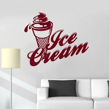Vinil autocolantes de Parede Ice Cream Cone de Loja para o Caminhão de Etiquetas da Arte Mural Janela de Vidro Removível de Decoração de Sobremesa Loja de Adesivos de Parede S1150