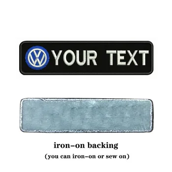 Volkswagen logo 10X2.5cm de Bordados Personalizados de Texto Nome do Patch Listras emblema de Ferro Ou Velcro Manchas De Roupas, Mochila