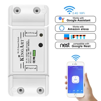 Wi-fi Smart Switch Wireless Home Automation Módulo de Relé de Domotica DIY controle Remoto Funciona com o Ninho Alexa