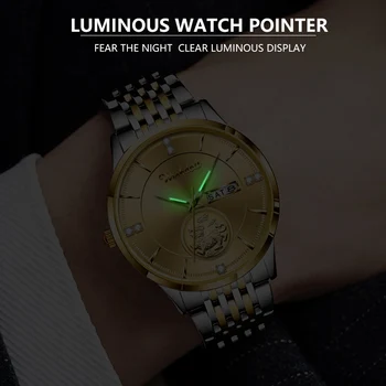 WISHDOIT Homens de Negócios informais Relógio de Ouro de melhor Marca de Luxo de Relógio de Aço Inoxidável dos Homens Relógio de Moda da Semana do Calendário Relógio