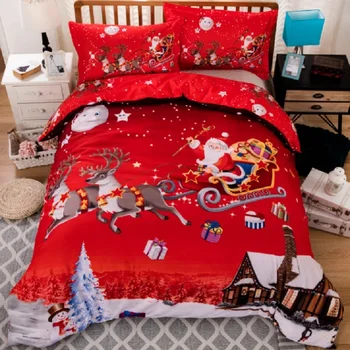 X-mas presente de Natal de Santa camas king queen casal roupas de cama fronha colcha de capa de edredão conjunto de conjunto de roupa de cama