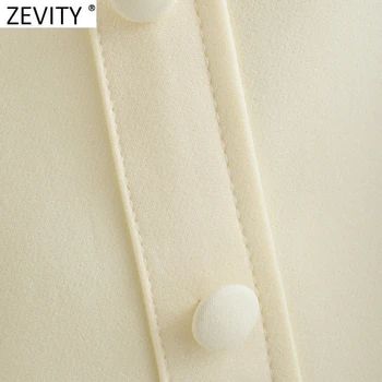 Zevity Mulheres Simplesmente de Cor Sólida Botões de Decoração Prima de Design de Uma Linha de Saia Faldas Mujer Lado Feminino Zíper Mini Vestido QUN782