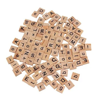 100 Pcs de Madeira, Telhas de Letra do Alfabeto s Número de Artesanato Palavras em inglês DIY Quebra-cabeça de Decoração de Casa