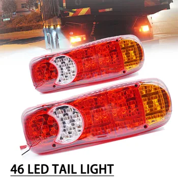 1PAIR Impermeável 46 luzes traseiras LED 12V Reboque Caminhão Caminhão Parar de Trás da Luz da Cauda de Auto Car Sinal da Lâmpada Indicador de Luz de Nevoeiro