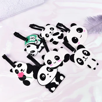 1PCS Aleatoriamente Portátil Rótulo Animais dos desenhos animados do Panda Etiqueta de Bagagem de Silicone Mala IDENTIFICAÇÃO do Endereço do Titular da Etiqueta de Bagagem Acessórios de Viagem