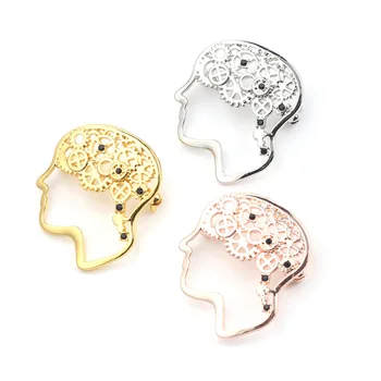 1Piece Personalidade de Moda Vintage Cérebro Broches Liga Chapeamento de Fivela de Ouro Rose Cor de Prata Acessórios de Vestuário
