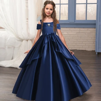 2021 Longo Vestido de Festa para a Dama de honra da Princesa Meninas de Vestidos para Casamento de Baile Vestido de Noite de Roupas para Adolescente De 10 A 12 Anos