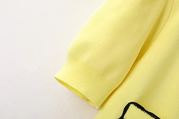 2021 verão, todos correspondência flor amarela praça do pescoço até o fina de manga curta cardigan suéter casaco de pêlo curto mulheres