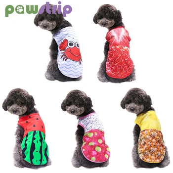 As Frutas de verão Cão Colete de Malha Respirável Cão Camisa Pequeno Roupas para Cachorro Pomeranian Cachorro Bichon Tshirt Traje de Estimação de Ropa Para Pereo