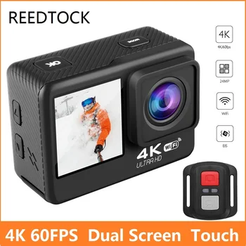 Ação Câmera 4K 60FPS 24MP 2.0 LCD do Toque EIS Dual Screen wi-Fi Remoto à prova de água Controle de Zoom de 4X Capacete Esporte Gravador de Vídeo