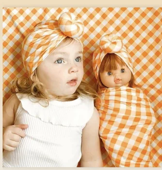 Bebê recém-nascido Turbante swaps Infantil chapéu +Swaddle Cobertor do Menino Menina Floral leopard Bebê Envoltório