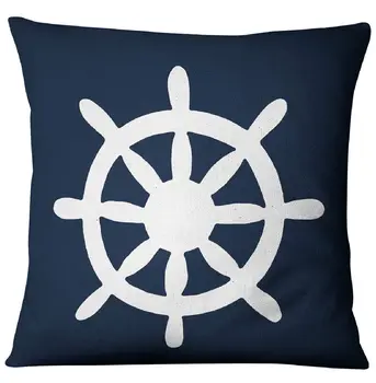 Blue Shell De Estrela-Do-Mar Fronha De Marinheiro De Decoração De Casa De Travesseiros Mar Bússola Âncora De Linho Fronha Capa De Almofada