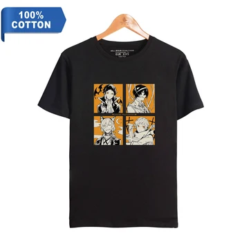 Bungo Cães Vadios Algodão T-shirt dos Homens Verão de Manga Curta T-shirt Anime Venda Quente Casual Streetwear Tops