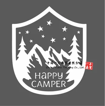 Campista feliz Decalque Acampamento Adesivo Vinil para o Carro, RV, o Caminhão, o Laptop