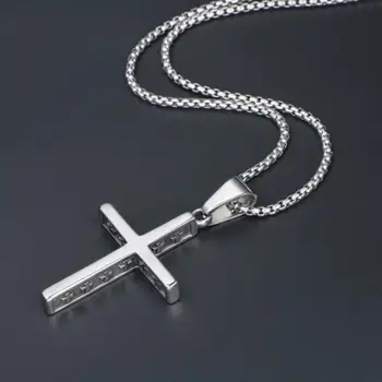 Clássico Cristão de Prata Chapeado de Aço Inoxidável de Jesus Cruz Colar Pingente Religioso Homens do Estilo de Personalidade de Amuleto Judeu