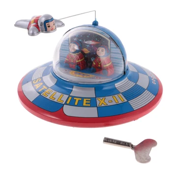 Clássico do Navio de Espaço por Satélite Colecionáveis Mecânica do Vento Até Estanho Brinquedo para Crianças