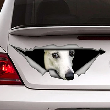 Criativo Etiqueta do Carro Branco Whippet 3D Cão de Estimação, Acessórios de Vinil Colorido Estilo Carro Cobrir Riscos Impermeável de PVC 13cm X 5cm