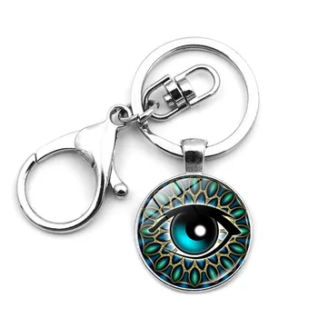 Deuses egípcios Poder do Olho de Cristal Chaveiro de Metal Lagosta Fivela de Jóias Encantos Olho de Horus Amuleto Símbolo Titular da Chave Chaveiro