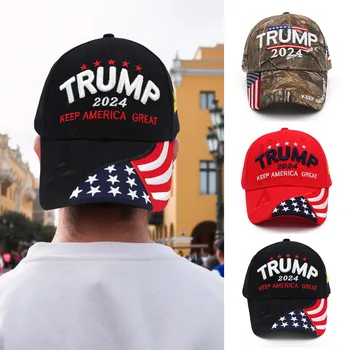 Donald Trump 2024 Cap Camuflagem da Bandeira dos EUA em Bonés de Beisebol Manter a América Grande Novamente Presidente Chapéu Bordado 3D Atacado