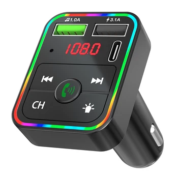 F2 Bluetooth do Carro Transmissor FM MP3 Player USB Carregador p/ Colorido luz de fundo LED Bluetooth, Transmissor FM Carro de Jogador Kit