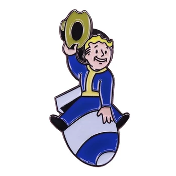 Fallout Vault Boy Esmalte Pin Nuka Cola tampa de Garrafa Radioativos Símbolo de Perigo Broches Coleção de jogos de Vídeo