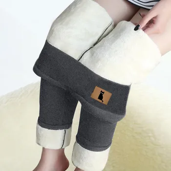 Inverno Quente Leggings Mulheres Casual Cintura Alta Resistente ao Frio de Manter Quente de Lã Elástica e Confortável, Cor Sólida Calças compridas Novo