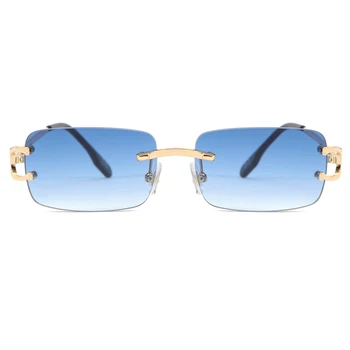 Kachawoo retro retangular óculos sem aro masculino feminino pequeno sol uv400 óculos da moda azul cor-de-rosa de ouro, de metais presentes de aniversário