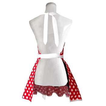 Linda Querida Vermelho Retro Cozinha Aventais Mulher Menina Do Algodão De Bolinhas De Cozinha Salão Vintage Avental Vestido De Natal