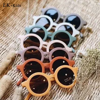 LongKeeper Rodada de Óculos de sol Para Crianças Meninas Crianças Óculos de Sol Vintage de Cor Sólida Meninos Proteção UV Óculos de proteção Oculos De Sol