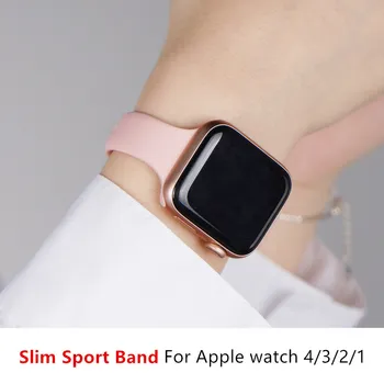 Magro, alça Para Apple faixa de relógio de 38mm 44mm 40mm 42mm de Silicone wrsit mulheres cinto, pulseira de iWatch serie 3 4 5 SE 6