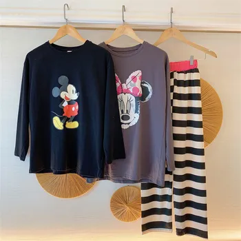 Minnie do Mickey de o Rei Leão impressão menina de mangas compridas pijama outono bonito solto de manga comprida, calças de pijama em casa serviço de terno
