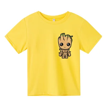 Moda verão Camisa de Groot HD Gráfico T-Shirt Crianças Tops O-pescoço Casual Camisetas de Algodão de desenho animado Engraçado Roupas de Meninas Meninos Tshirt