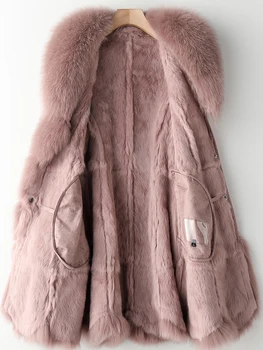 Mulheres Reais Fox Casaco de Pele de Luxo Sólido Casual de Inverno Grosso Casaco Quente casaco de pele de guaxinim