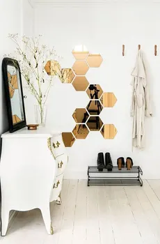 Multi-peça Pacote Hexagonal do Favo de mel Espelho de Acrílico de Parede Decoração Casa, Decoração, Acessórios para Viver papel de Parede do Quarto
