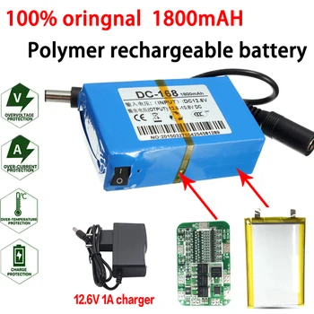 Novo 12V bateria de lítio do polímero de 1800mAh de monitoramento do motor ao ar livre DIODO emissor de luz walkie talkie portátil de espera da bateria recarregável