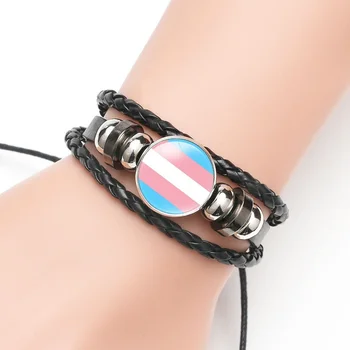 Novo LGBT Bracelete de Couro do Orgulho-arco-íris do Orgulho Gay Deseja Pulseira Jóias para Mulheres, Homens Amantes de Amizade Acessórios de Jóias de Presente