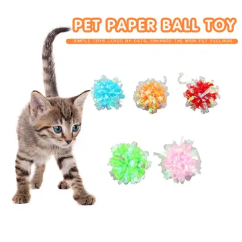 O Farfalhar De Som Gato Arranhando O Brinquedo Do Gato Bolas Coloridas Dobra Crackle Papel De Jogo Interativo Brinquedos Aleatório Suprimentos Para Animais De Estimação