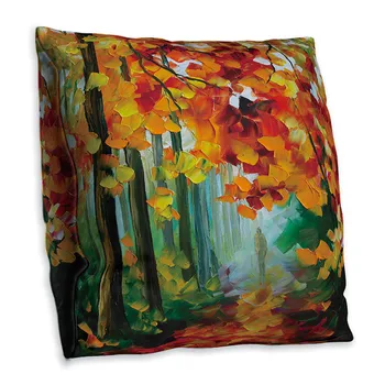 O Óleo Da Árvore De Pintura Decorativa Fronhas Coloridas Floresta Fronha Vintage Capa De Almofada Do Sofá Cadeira De Fronha