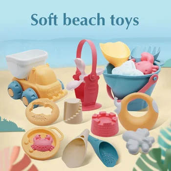 Para crianças, Praia de Borracha Macia Conjunto de Brinquedos de Praia Jogar Casa de Brinquedos ao ar livre Brinquedos Balde de Areia Brinquedos de praia, Carrinhos de verão Balde de Areia Brinquedos